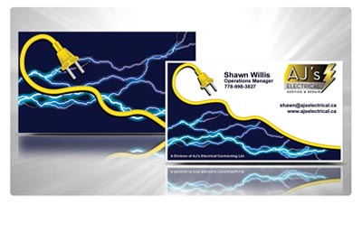 AJ’s Electrical Service & Repair E.B. Web Recent Print Card Design Project
