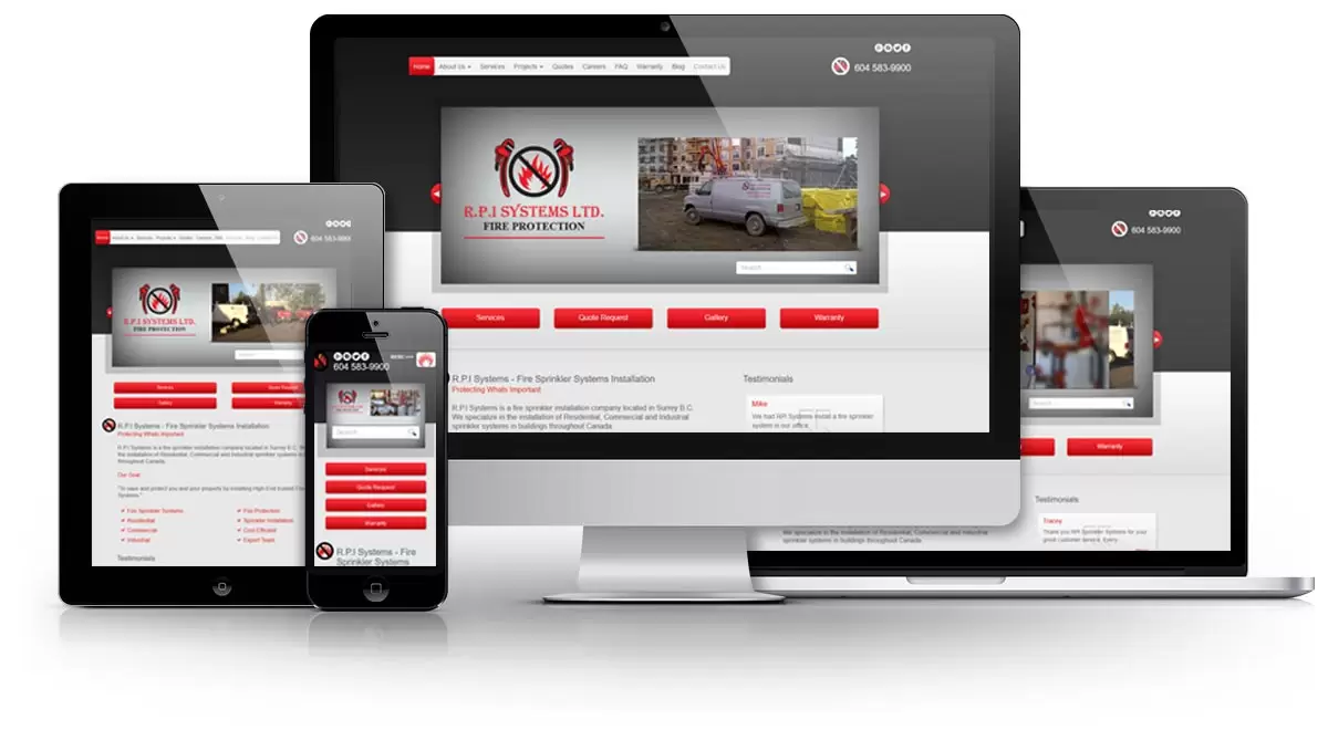R.P.I Systems - Fire Sprinkler Systems Installation E.B. Web Recent Web Design Project Details